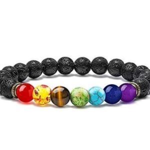 7 Chakra Healing Energy Bracelet for Men & Women – Natural Gemstone Beads with Lava Stone | Balances Mind, Body & Soul | Meditation & Yoga Jewelry