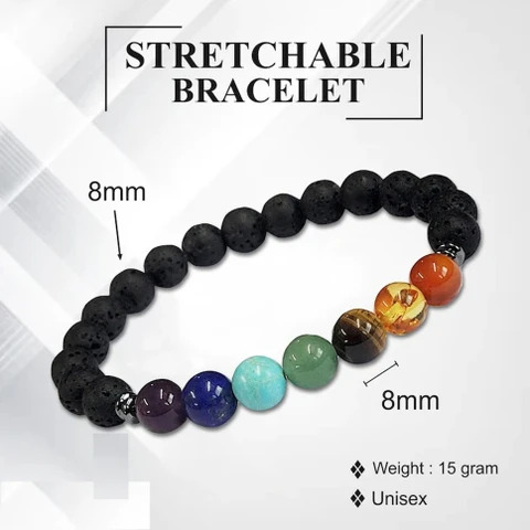 7 Chakra Healing Energy Bracelet for Men & Women – Natural Gemstone Beads with Lava Stone | Balances Mind, Body & Soul | Meditation & Yoga Jewelry - Image 4