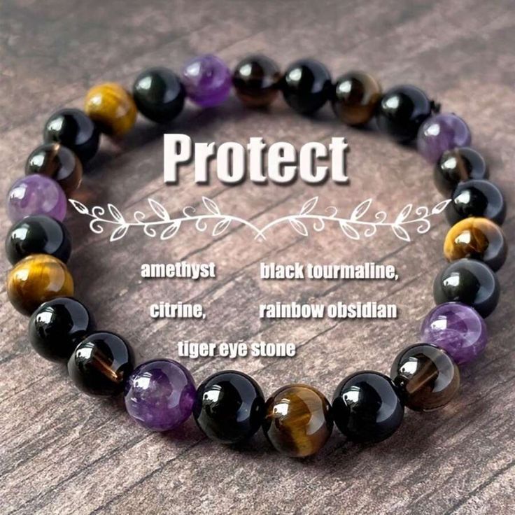 Protection Bracelet, Evil Eye Protection, Black Tourmaline Bracelet, Tiger Eye Bracelet, Aura Cleansing, Energy Shield, Healing Jewelry, Spiritual Bracelet, Negative Energy Protection