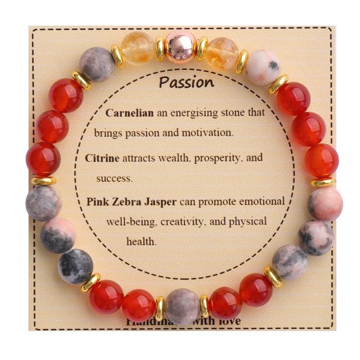 Passion Bracelet, Carnelian Bracelet, Citrine Bracelet, Pink Zebra Jasper Bracelet, Motivation Jewelry, Energy Bracelet, Prosperity Stone, Creativity Bracelet, Healing Crystal Jewelry
