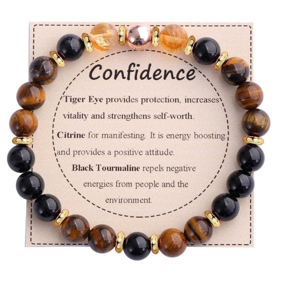 Confidence Bracelet, Tiger Eye Bracelet, Citrine Bracelet, Black Tourmaline Bracelet, Self-Esteem Jewelry, Protection Stone, Success Bracelet, Positive Energy Bracelet, Healing Crystal Jewelry