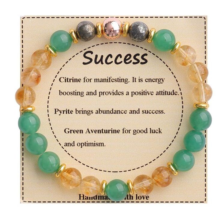 Success Bracelet, Prosperity Bracelet, Citrine Bracelet, Green Aventurine Bracelet, Pyrite Bracelet, Wealth Bracelet, Business Luck, Abundance Crystal Jewelry, Manifestation Bracelet